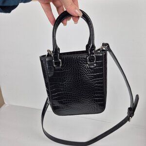 Urban Outfitters Riley Mini Tote Crossbody Moc Croc Black Bag
